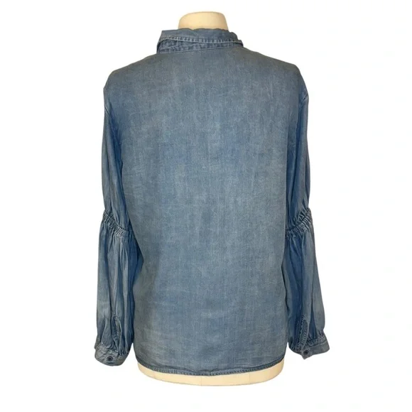 Velvet Heart | Chambray Button Down Balloon Sleeve Shirt | Small - Picture 3 of 9